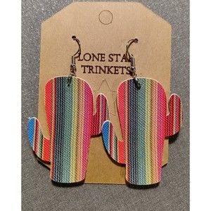 Serape Cactus Mexican Style Earrings